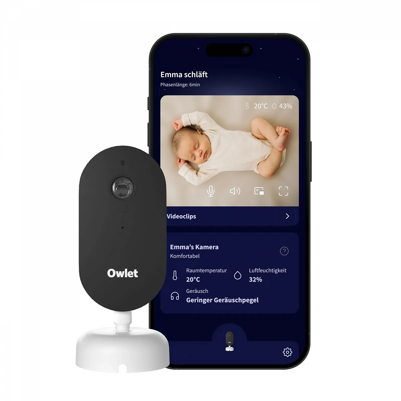 Розумна відеоняня Owlet Dream Sight HD 2K WiFi, нічне бачення, датчики руху та плачу, 2-стороннє аудіо, Dream Sock, фото №1