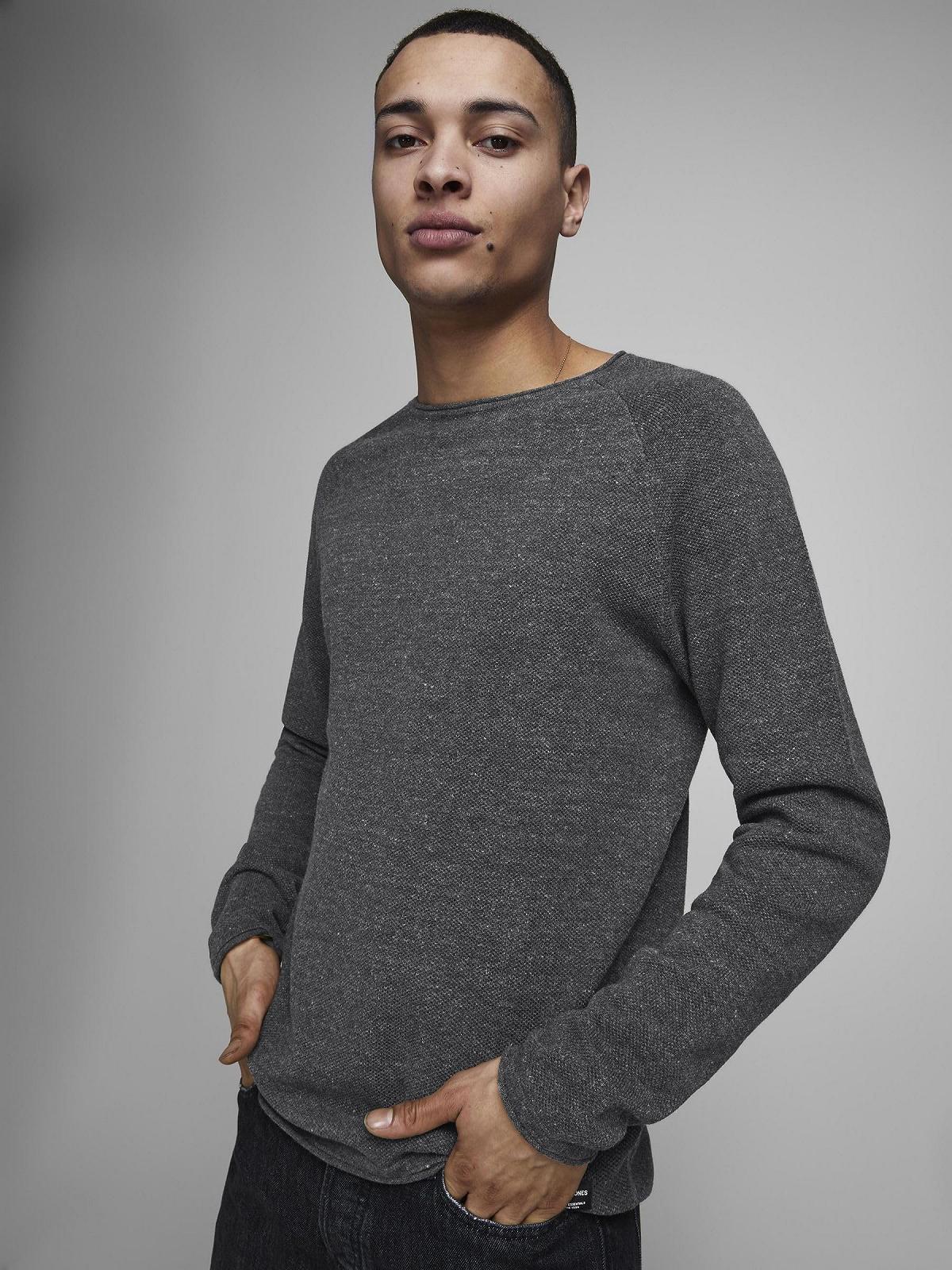 Джемпер JACK & JONES JJEHILL Чоловічий В'язаний З круглим вирізом Базовий З довгими рукавами Бавовняна сорочка, фото №9