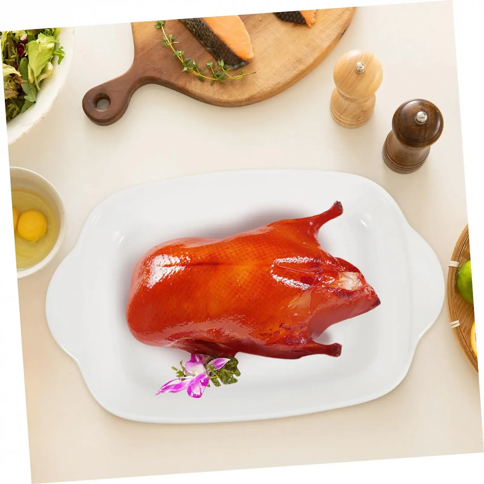 Керамическая форма для выпекания INOOMP с двойными ручками термостойкая штабелируемая Белый, фото №2