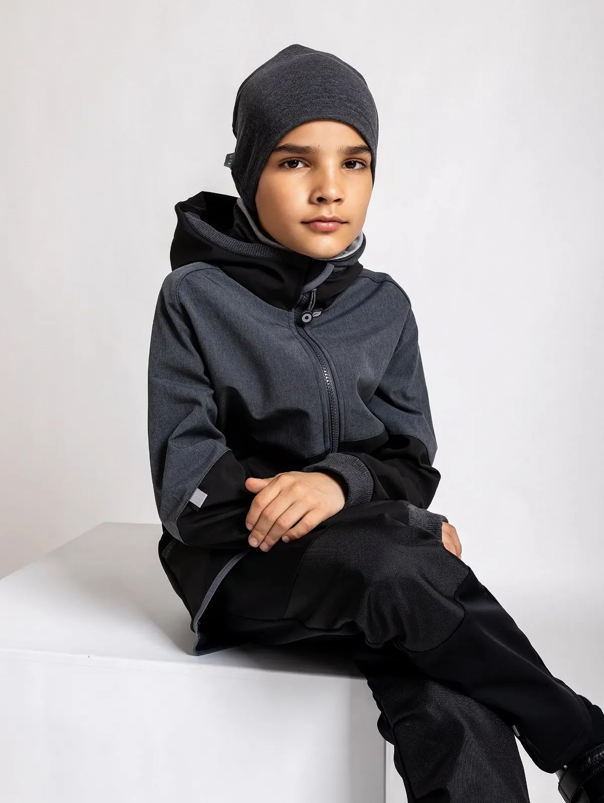 Софтшелл куртка Unuo Street Детская Флисовая Черный, Серый, фото №3 Софтшелл куртка Unuo Street Детская Флисовая Черный, Серый, фото №3