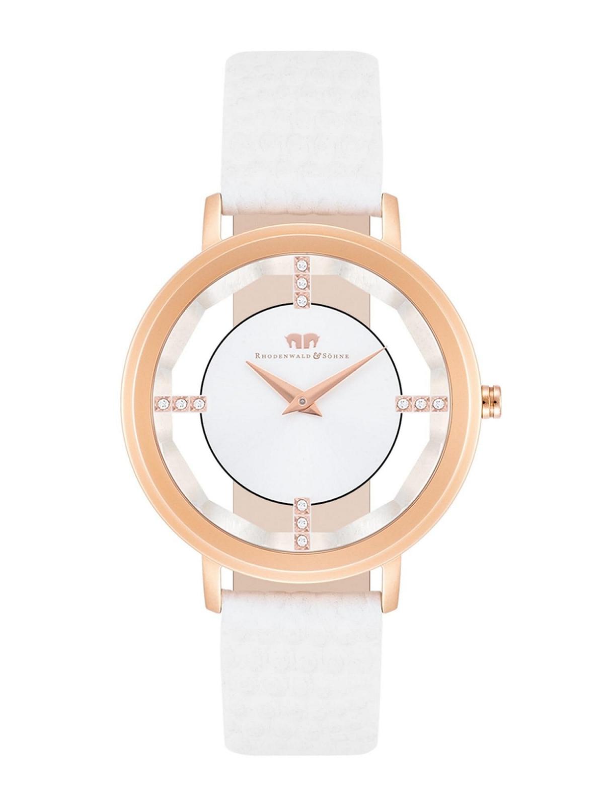 Жіночий годинник Rhodenwald & Söhne Кварцовий Аналоговий Зі Шкіряним Ремінцем Білий, Золотий, фото №1