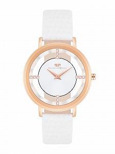 Жіночий годинник Rhodenwald & Söhne Кварцовий Аналоговий Зі Шкіряним Ремінцем Білий, Золотий - Фото 1