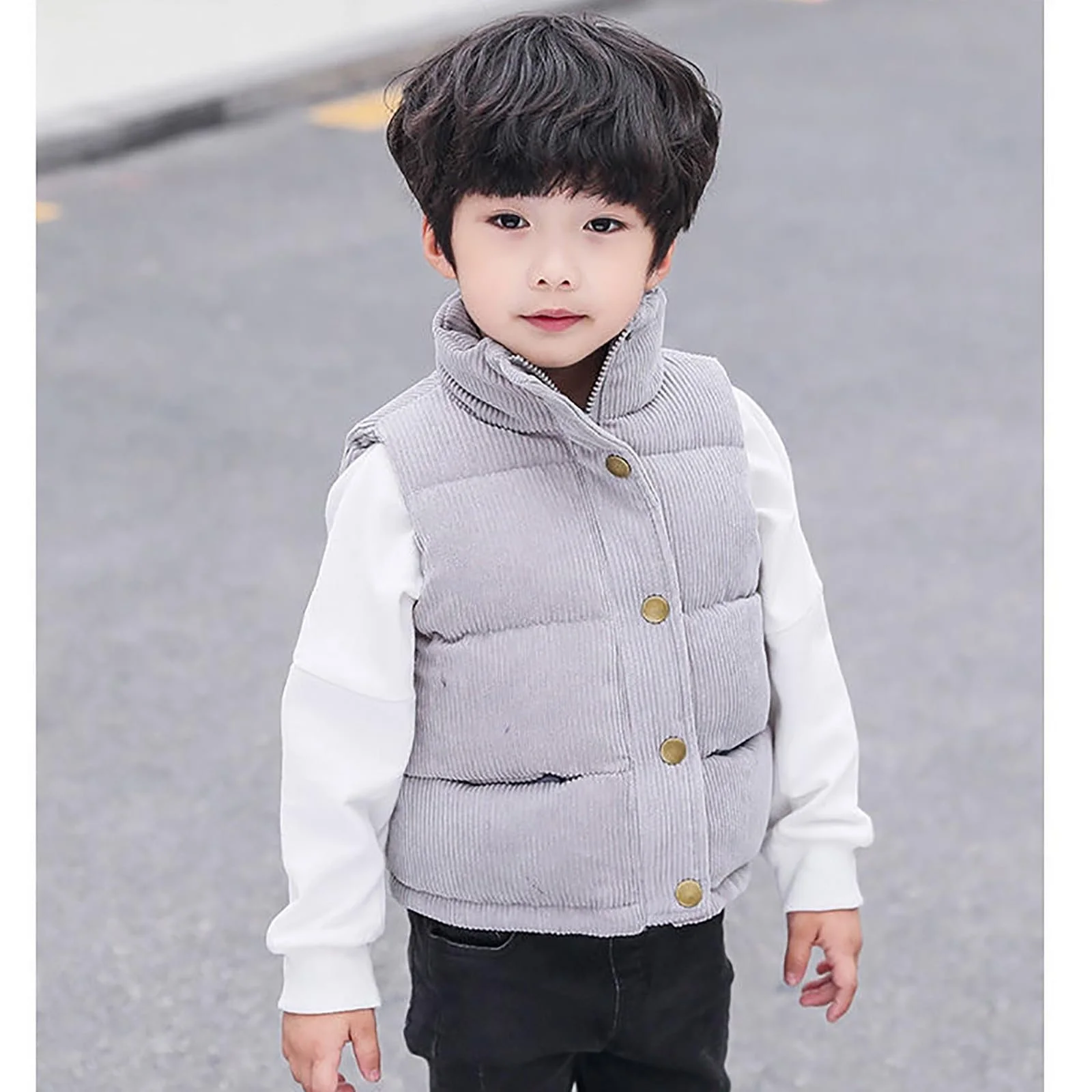 Куртка для девочек - Детский вельветовый жилет, флисовая безрукавка с карманами, фото №2