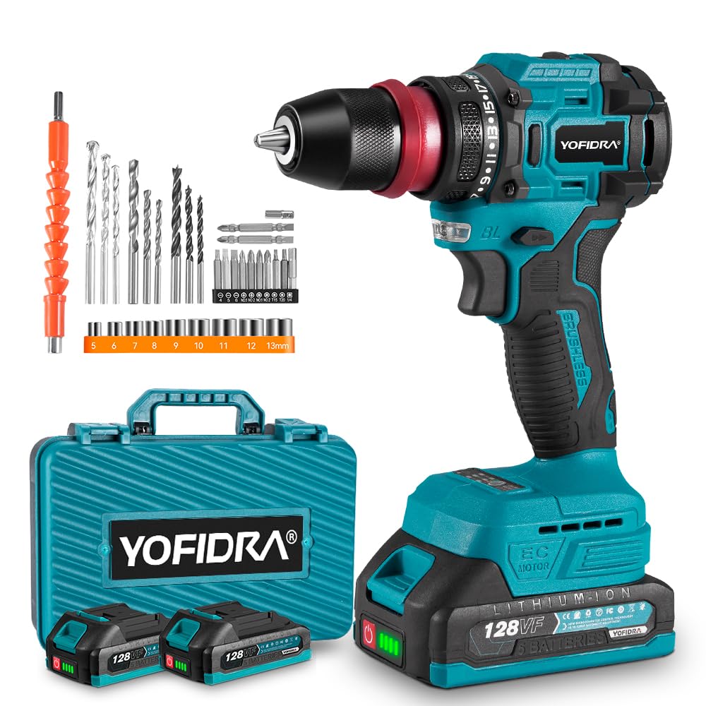 Шурупокрут Yofidra 18 V 2-в-1 Бездротовий 18 V 2 бат. 2.0 Ah Картридж 10 мм 2 передачі 24 рівні обертання LED набір додатків 31 шт., фото №1