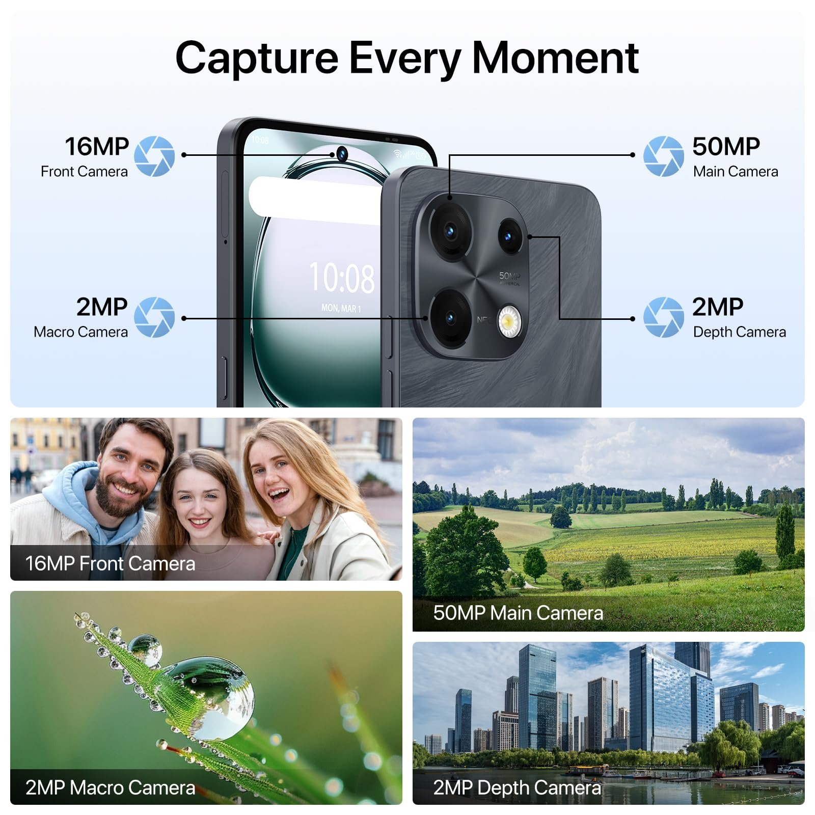 Смартфон UMIDIGI Note 100 6.8" 120Hz Octa-Core 12GB (6+6) RAM 128GB ROM 50MP NFC 5000mAh Dual SIM, фото №6 Смартфон UMIDIGI Note 100 6.8" 120Hz Octa-Core 12GB (6+6) RAM 128GB ROM 50MP NFC 5000mAh Dual SIM, фото №6