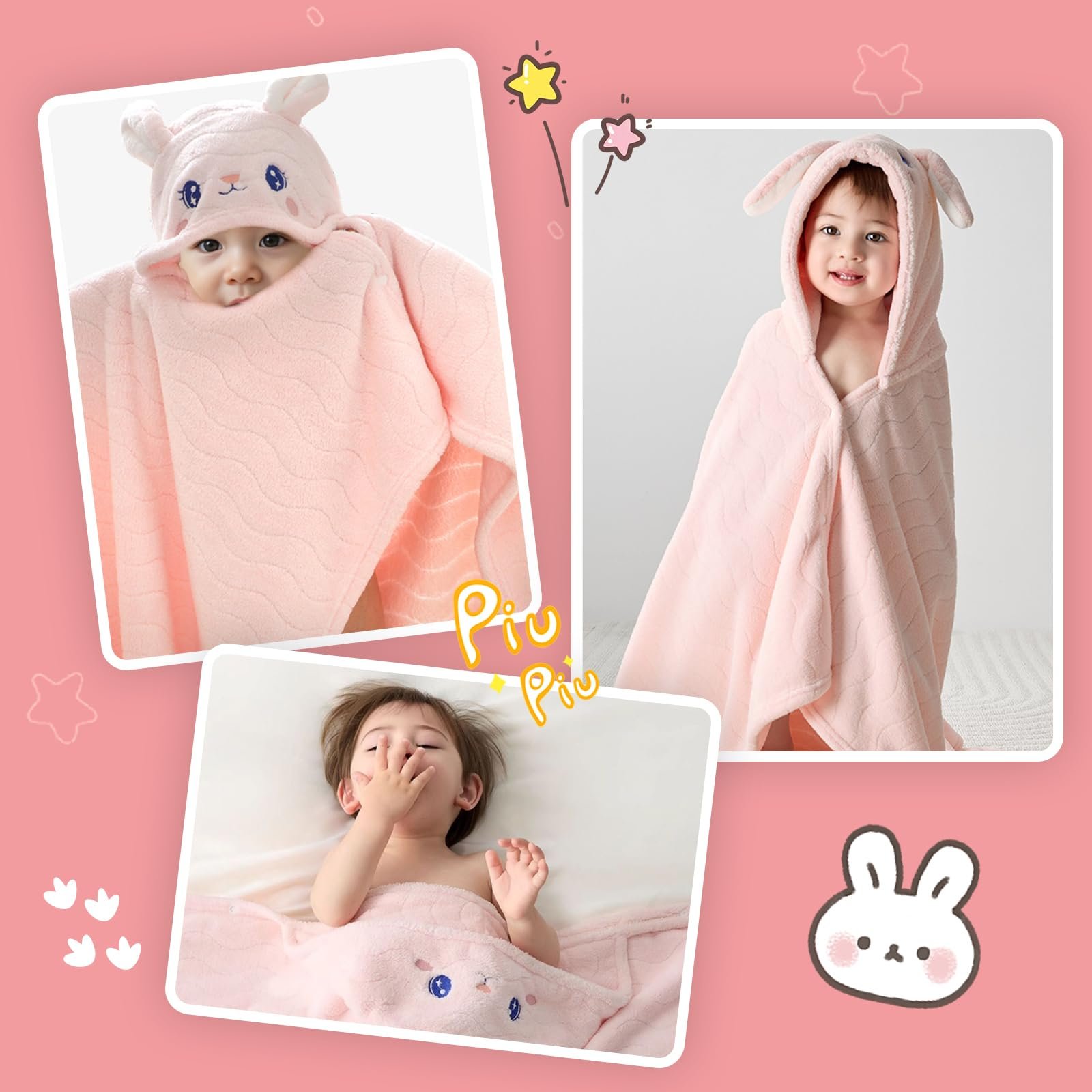 Полотенце с капюшоном Coral Fleece 70 x 140 см, розовый, фото №4