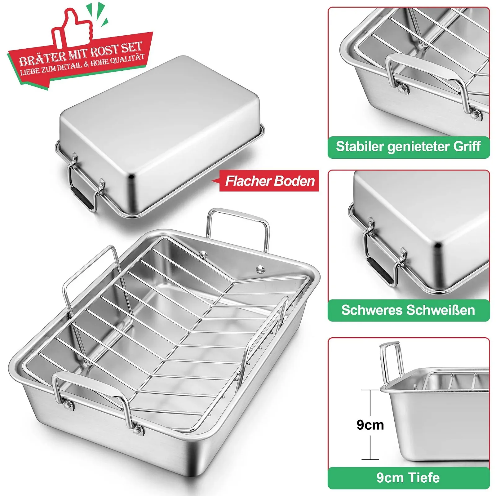 Форма для запікання HaWare з решіткою з нержавіючої сталі набір із 3 шт. 35.8 x 26.7 x 9 см, фото №3 Форма для запікання HaWare з решіткою з нержавіючої сталі набір із 3 шт. 35.8 x 26.7 x 9 см, фото №3