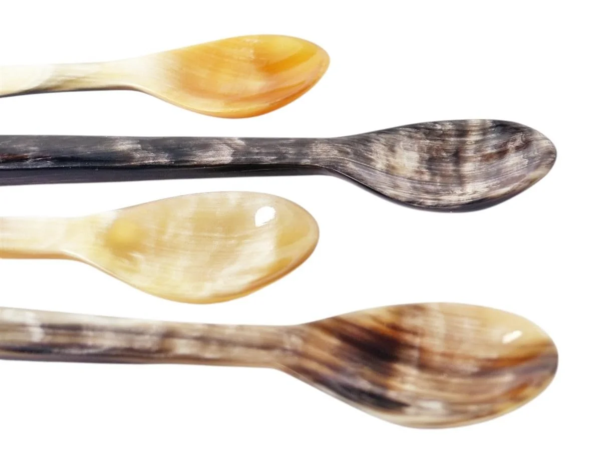 Набір з 4 рогових ложок Пряма зерниста структура, фото №6