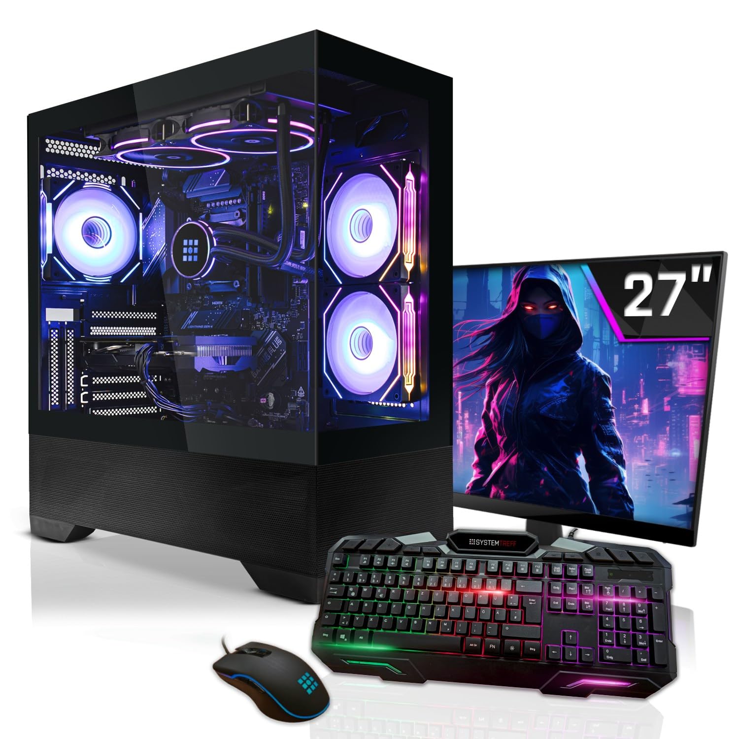 Комплект SYSTEMTREFF Gaming PC AMD Ryzen 7 9700X 8 x 5.5GHz AMD Radeon RX 6800 DX12 1TB M.2 NVMe 32GB DDR5 RAM WLAN Desktop для геймерів, фото №1