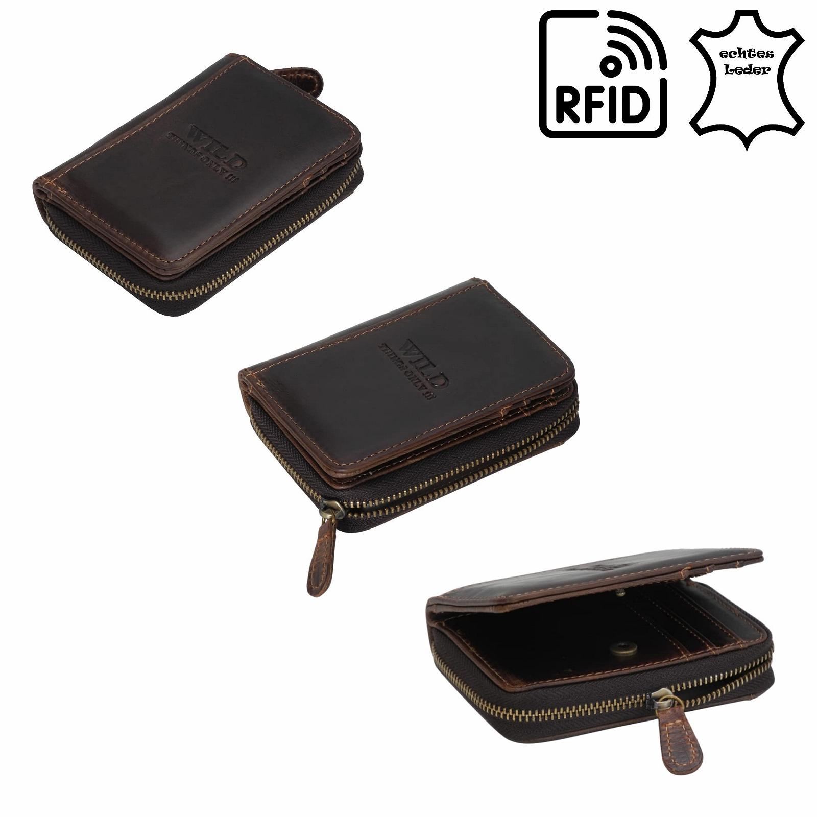 Гаманець Міні RFID Wild Things Only Зістареної Шкіри Унісекс, темно-коричневий, фото №5