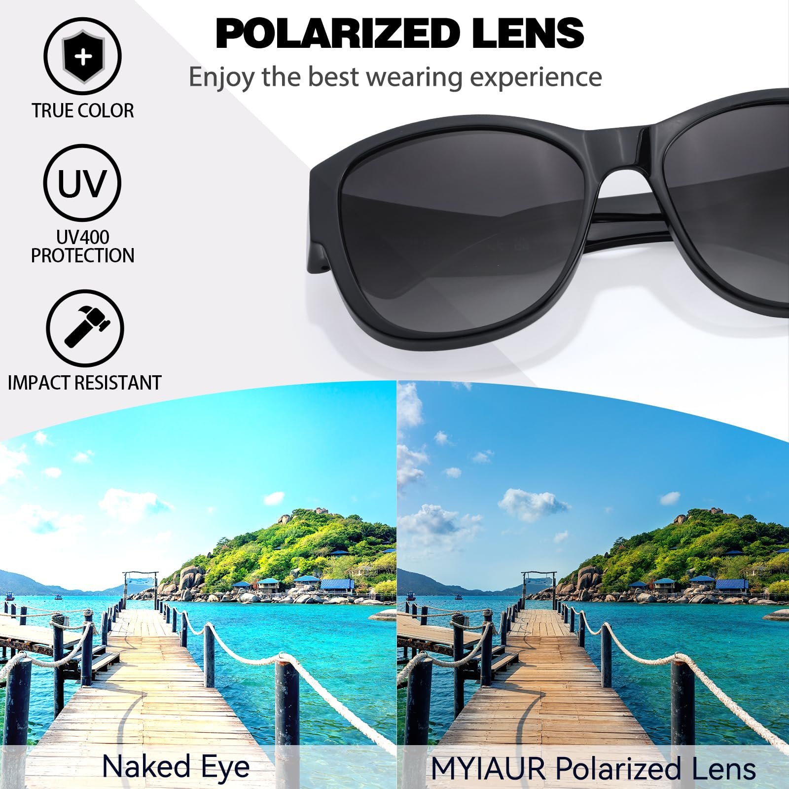 Поляризованные очки Myiaur для женщин, UV400 защита, TR90 модная оправа, для ежедневного ношения и вождения, фото №6
