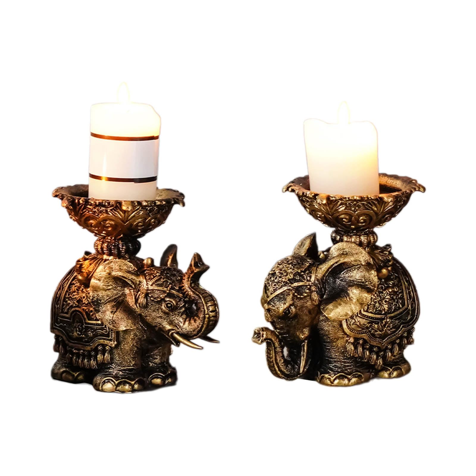 Набор Vintage Embossed Elephant Statue Подсвечники Antique Resin Слонята, фото №3