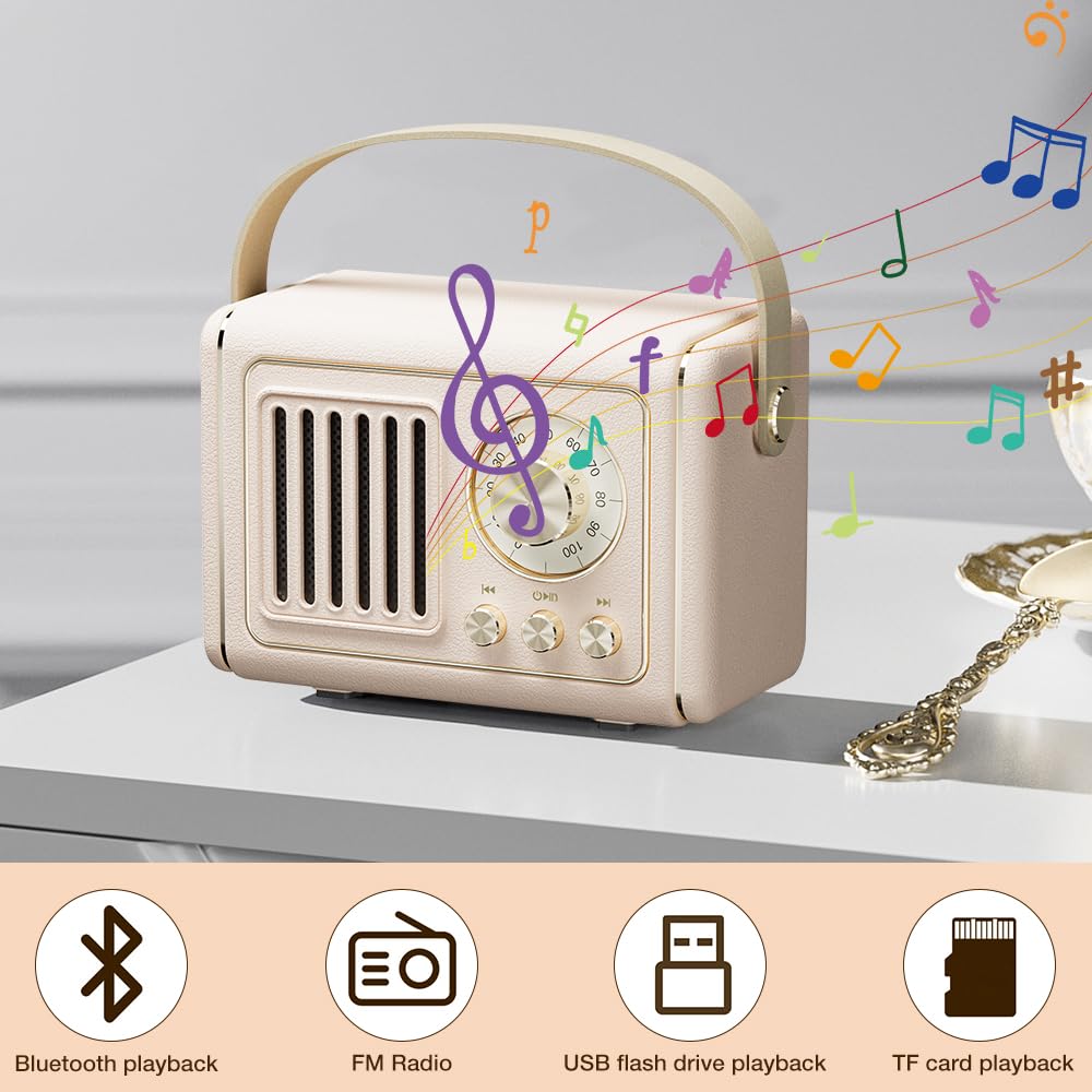 Колонка Mineup Nostalgia Radio Small Mini Bluetooth Cream, фото №4