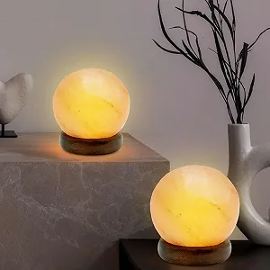 Настольная лампа GLOBO Salt Crystal LED 5 Вт 8.9 x 10.2 см на деревянном основании набор 2 шт synthetic.ua - Фото 1