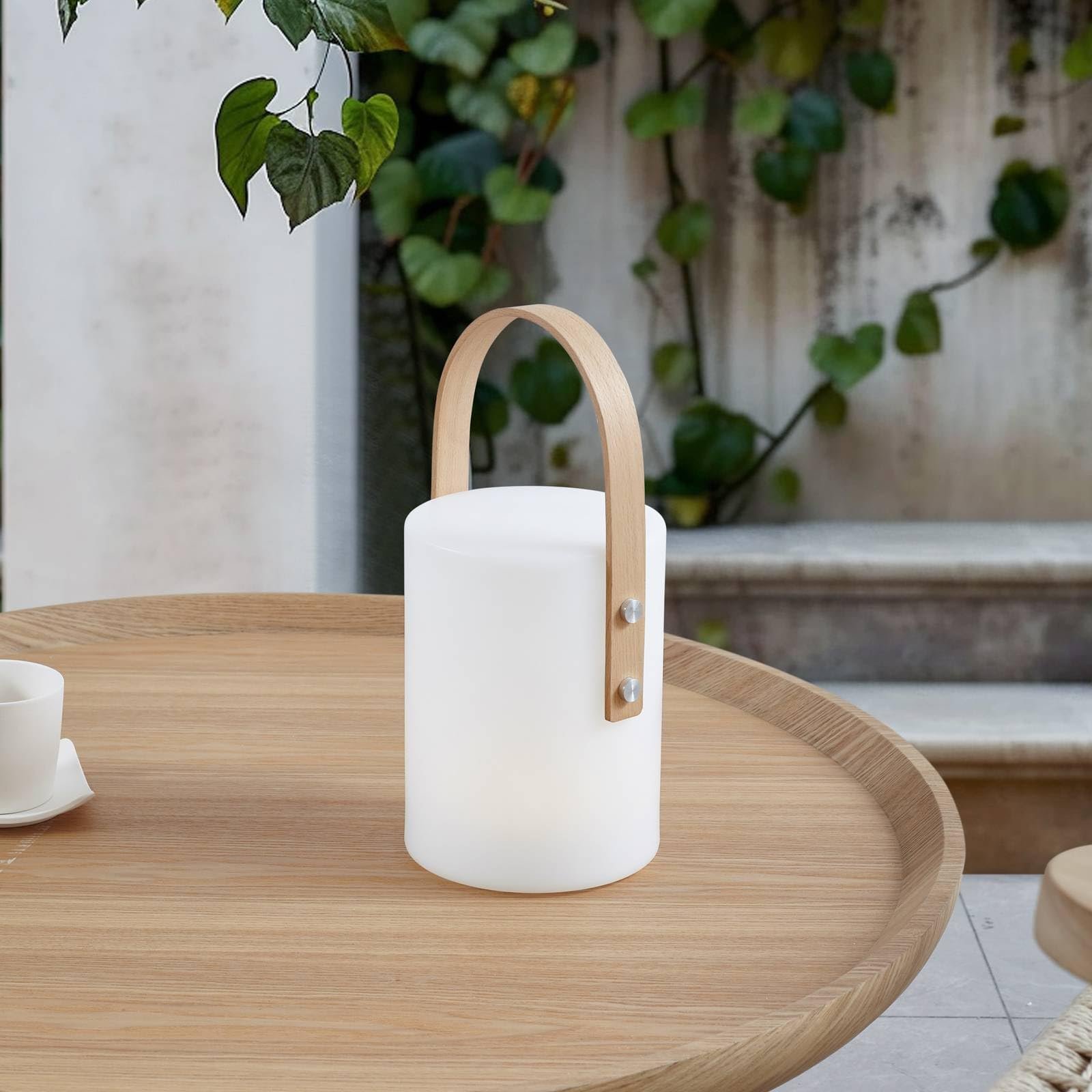 Настільна лампа Lindby Juria LED IP44 дерево біла, фото №4