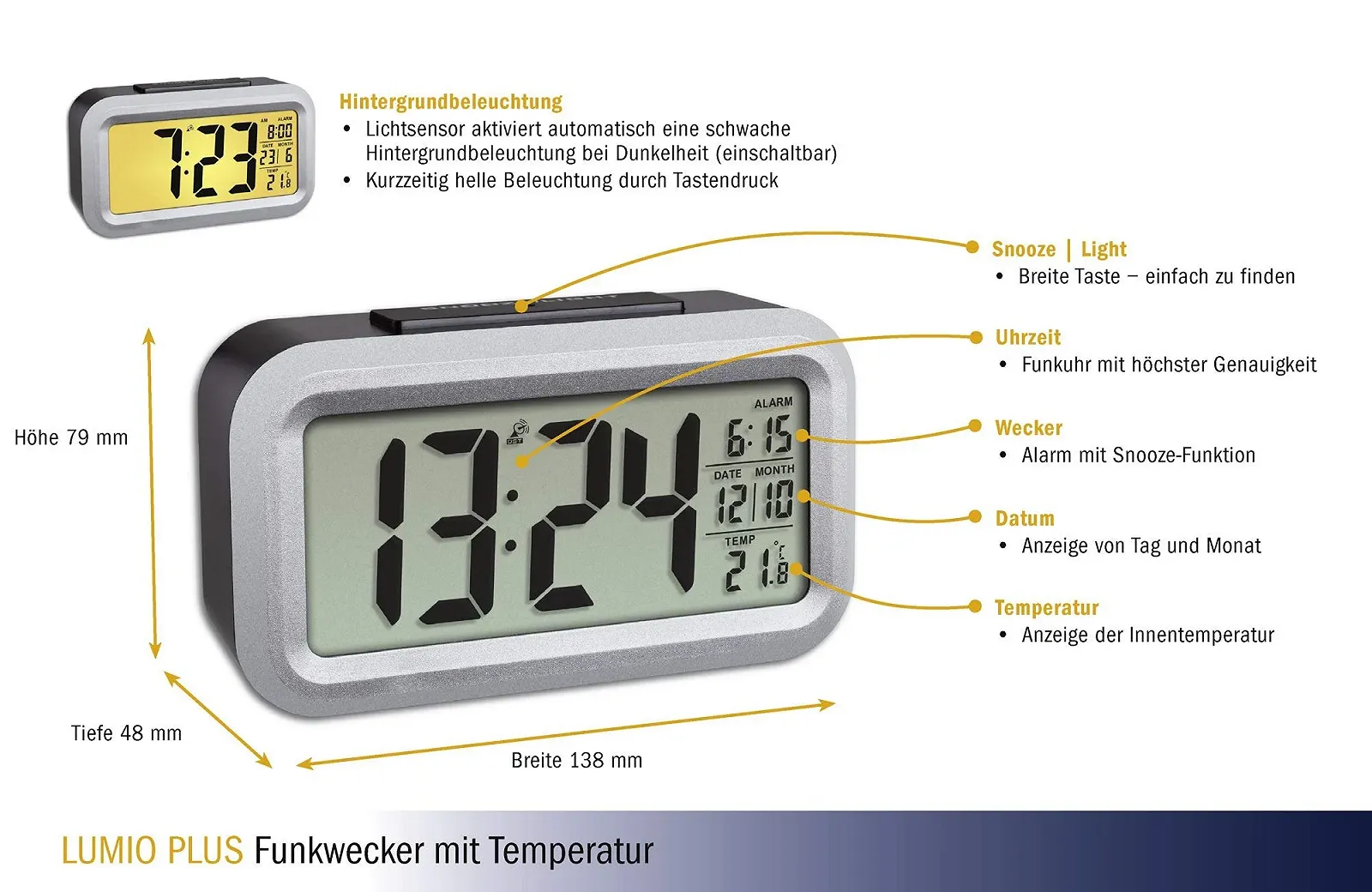 Радіогодинник TFA Dostmann Lumio, радіокерований, фото №5