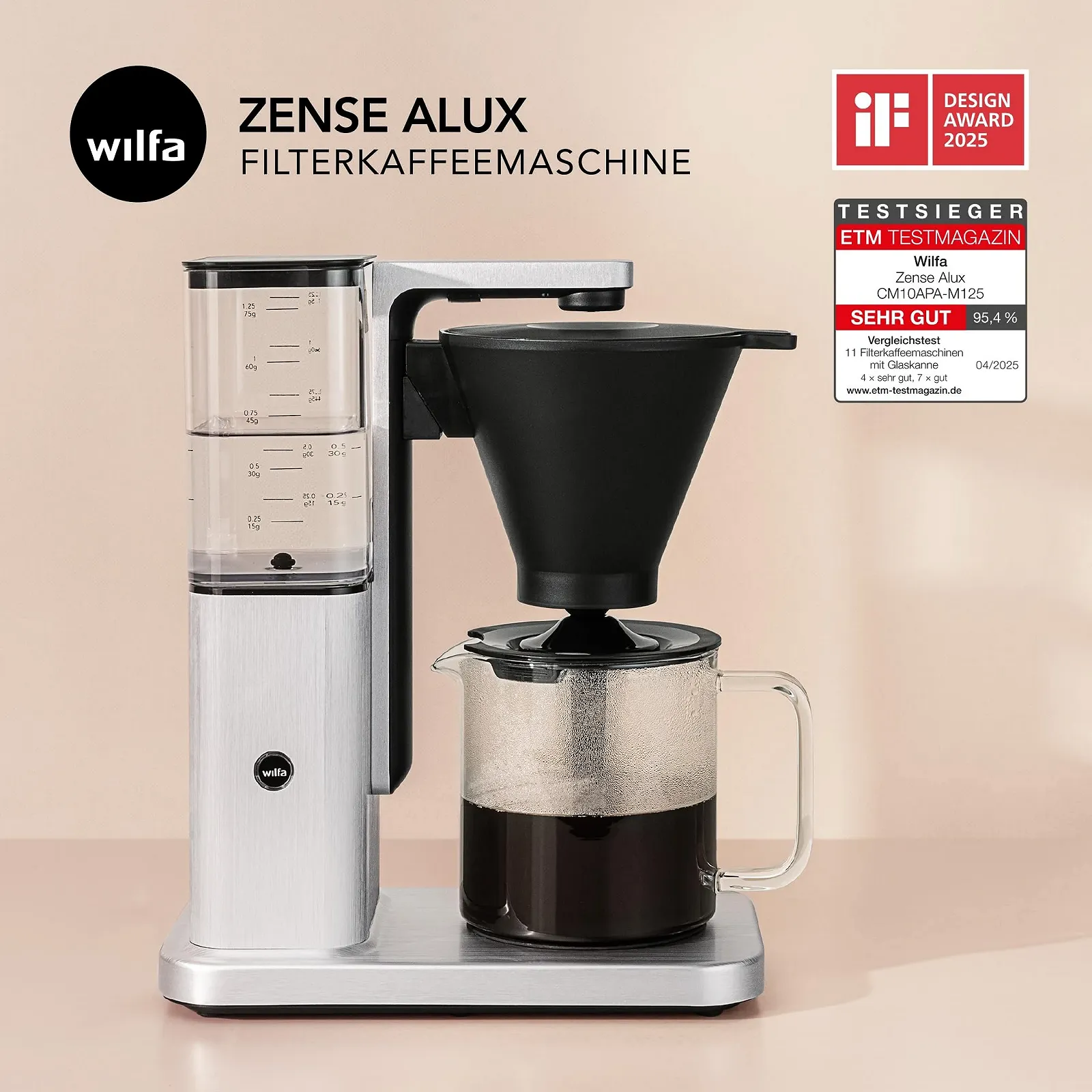 Капельная кофеварка Wilfa Zense Alux 1.25 л Brushed Stainless Steel, фото №2