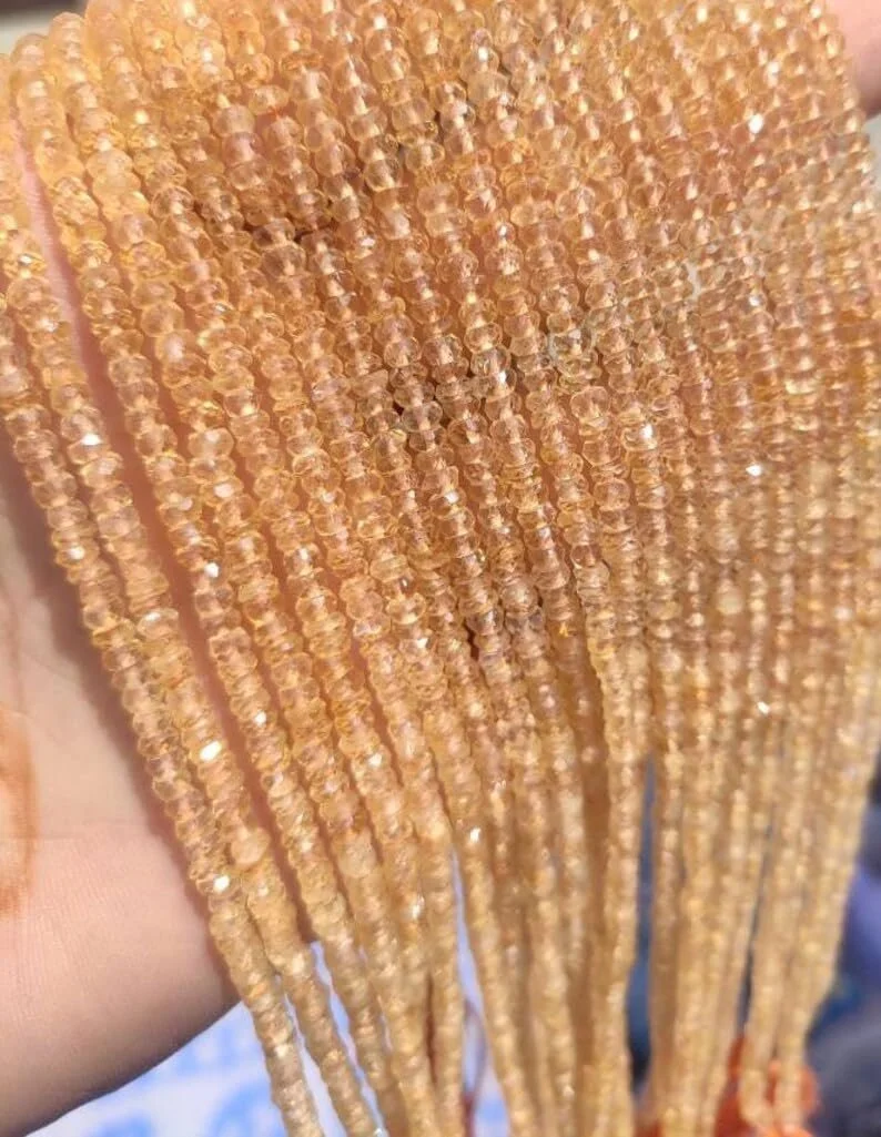 Намистини Цитрин Натуральний Roundelle грановані 3.5-4 мм жовтий, фото №3