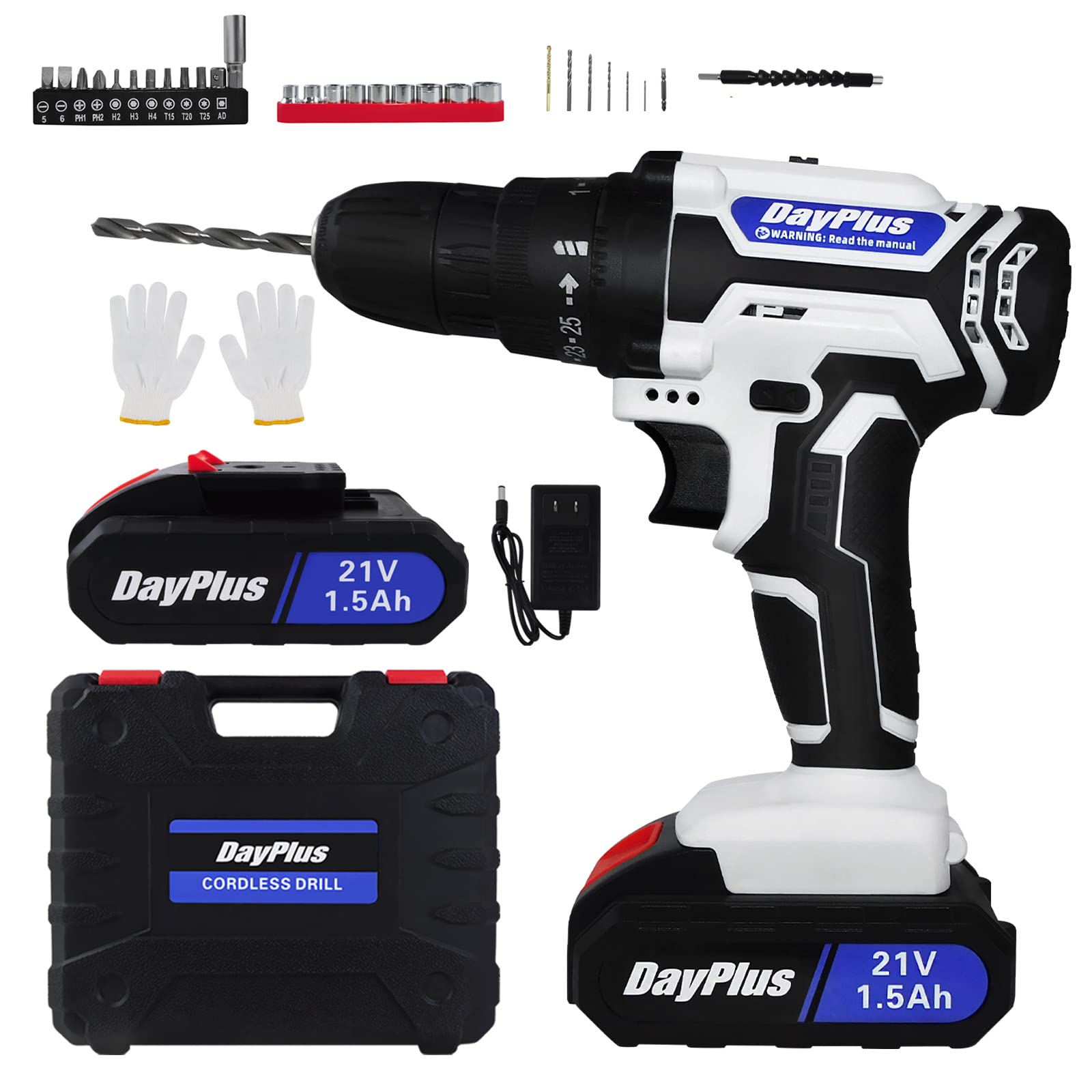 Шурупокрут Akku-Bohrschrauber з 2 шт. 1500mAh Li-Ion акумуляторами 10мм патрон змінна швидкість 25+1 крутний момент 45Nm з 29 шт. аксесуарами та кейсом, фото №1