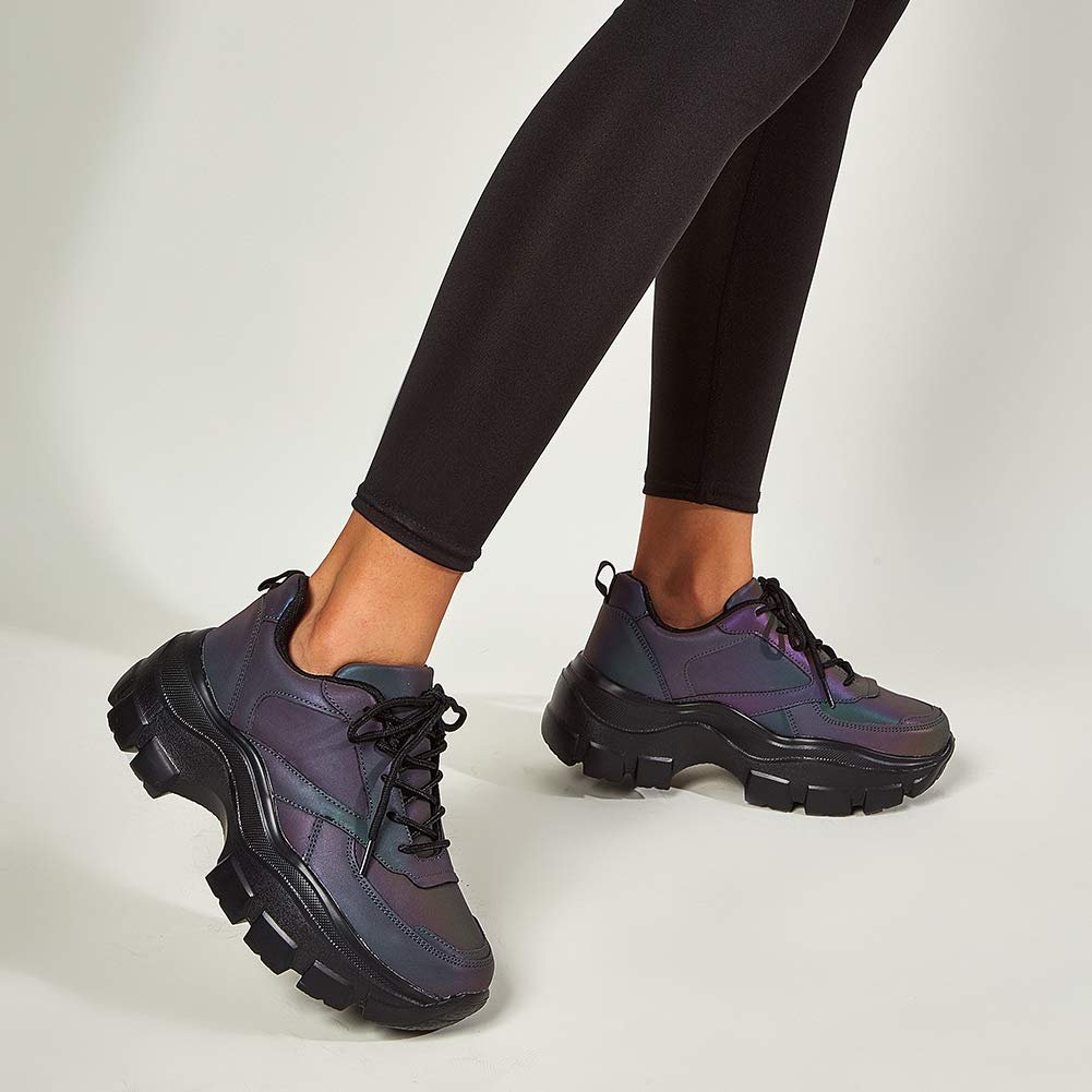 Кросівки Lucky Step жіночі 90S Rhinestone на платформі - повсякденні кросівки для ходьби у стилі Dad на шнурівці, фото №5