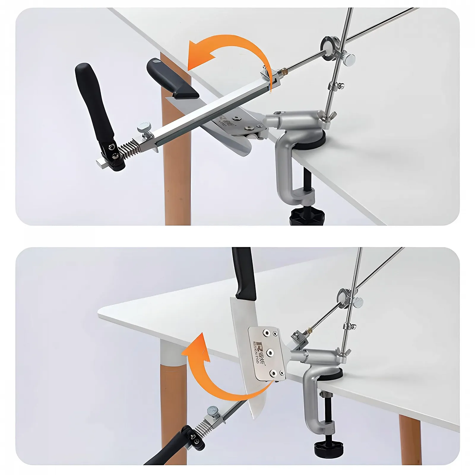 Професійна точилка для ножів Retoo поворотна 360° з набором із 4 каменів нержавіюча сталь, фото №7