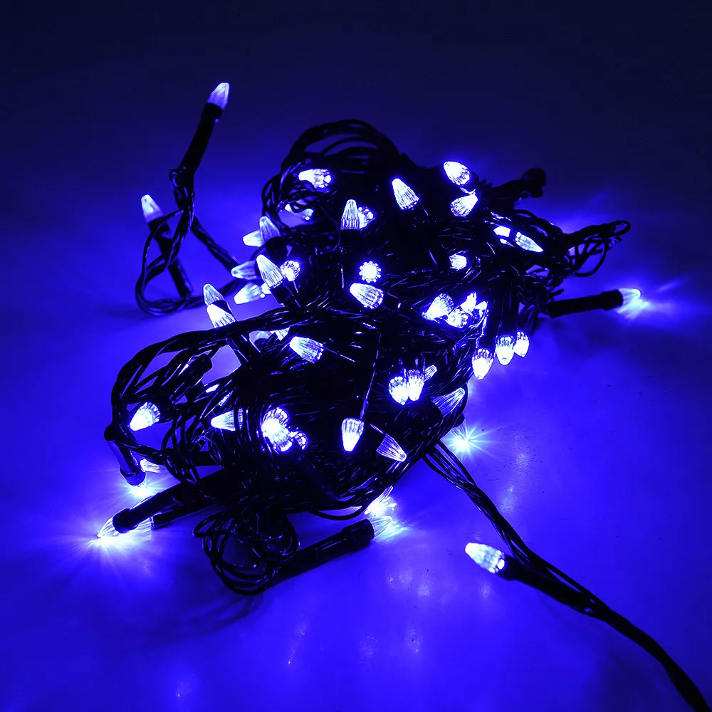 Гірлянди 100LED Діод Blue 7 режимів 5 метрів чорна ізоляція BOX, фото №1