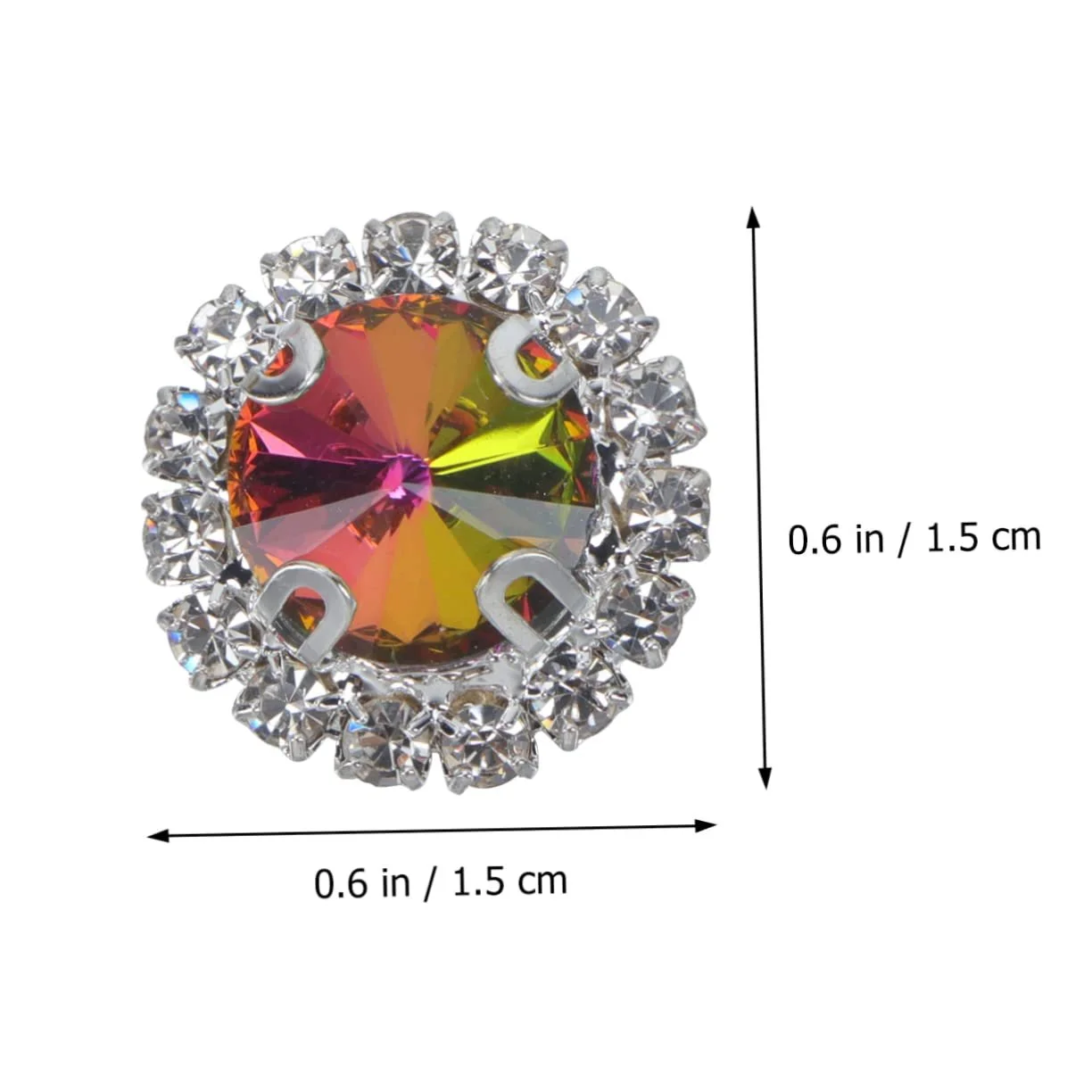 Стрази Плоскі Круглі STOBOK 60шт Райдужні для рукоділля, весільних та вечірніх прикрас, прикрас столу, виготовлення ювелірних виробів та іншого, фото №8
