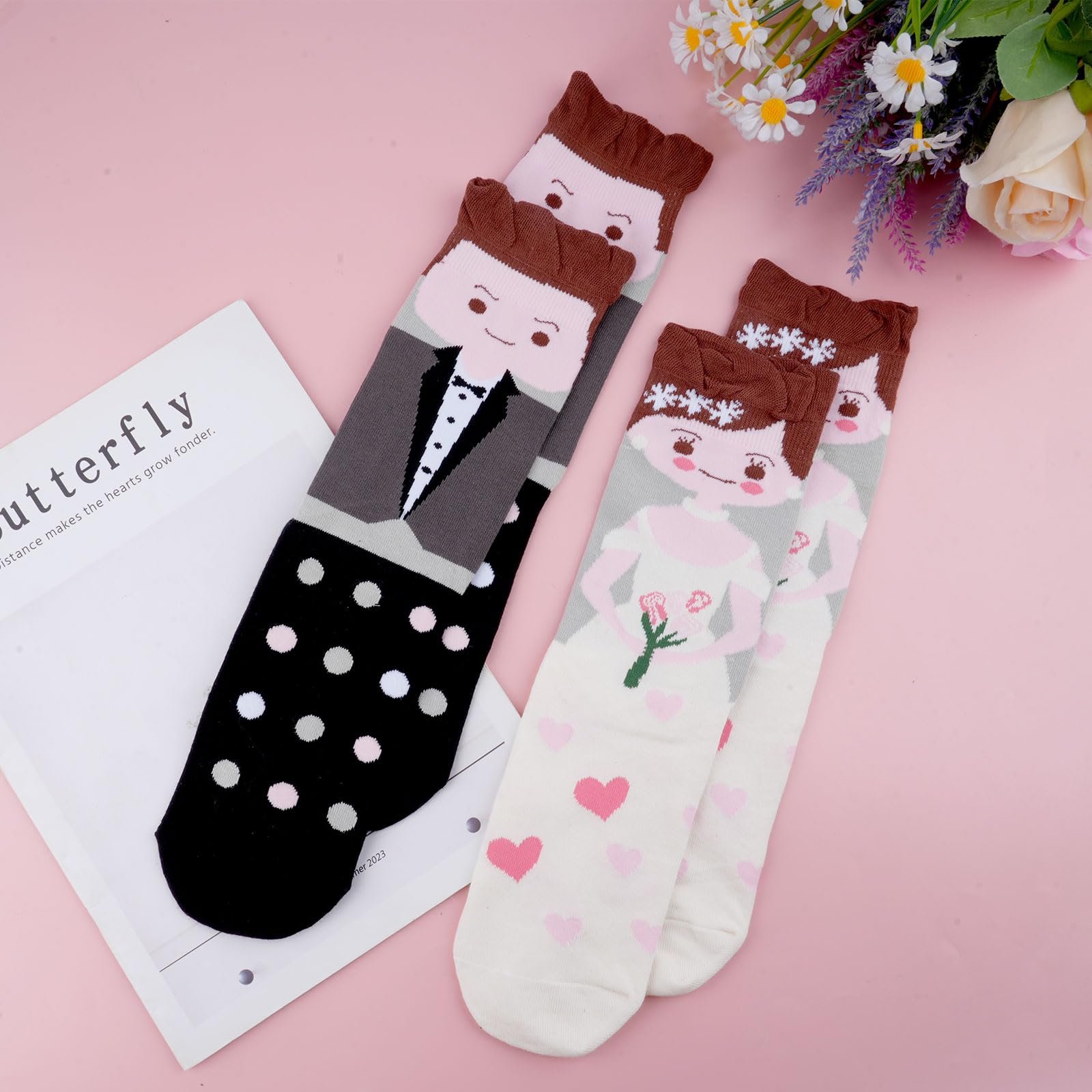 Свадебные носки Белый и черный, один размер, фото №7