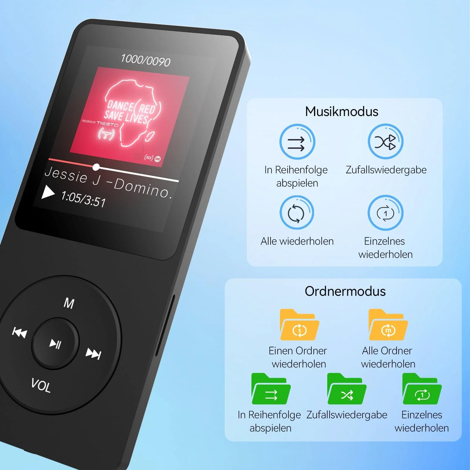 MP3 плеер AGPTEK Classic 64GB Черный, фото №4