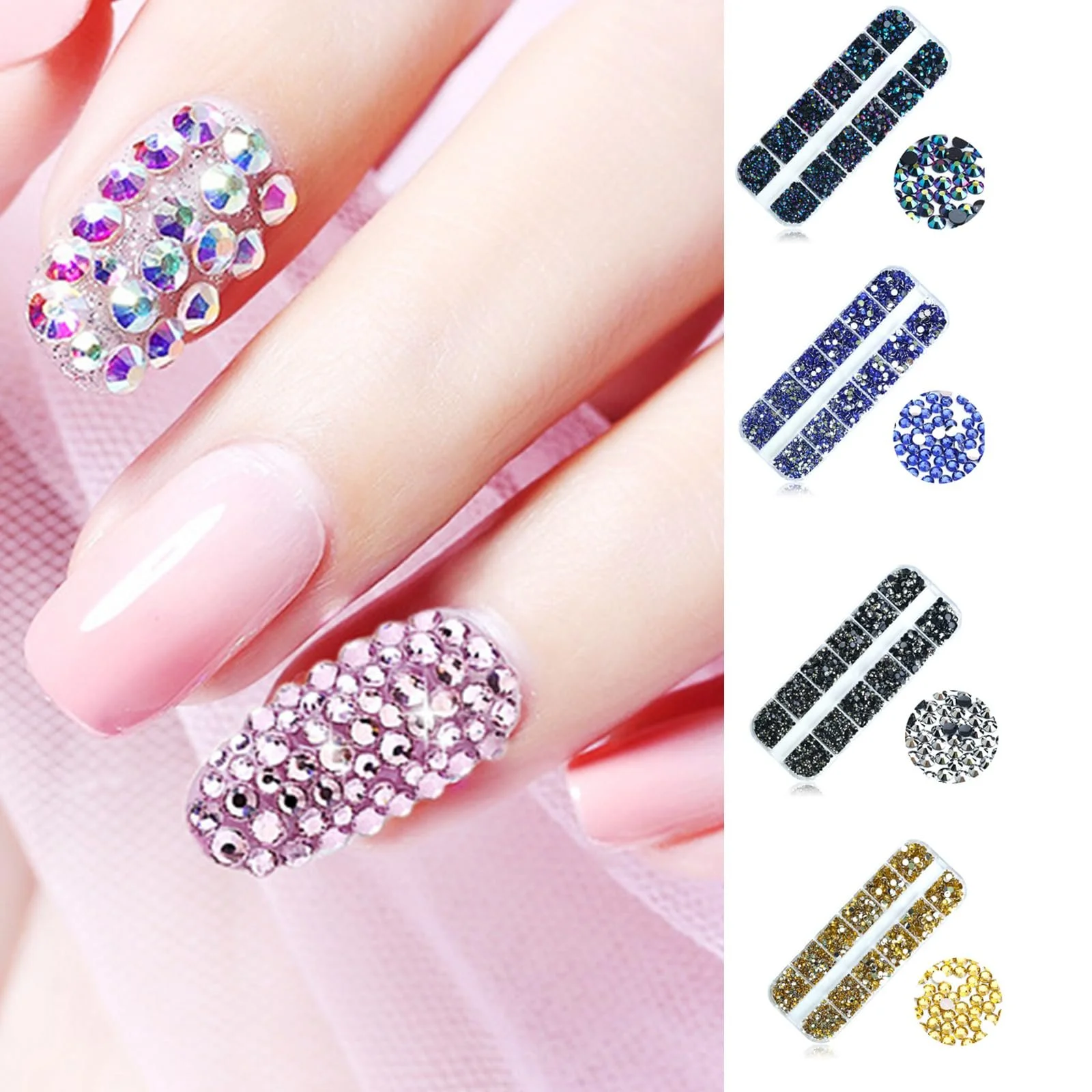 Стразы для ногтей Круглые Камни Блестки Камни Ювелирные Изделия Кристаллы для ногтей 12Grid, фото №2