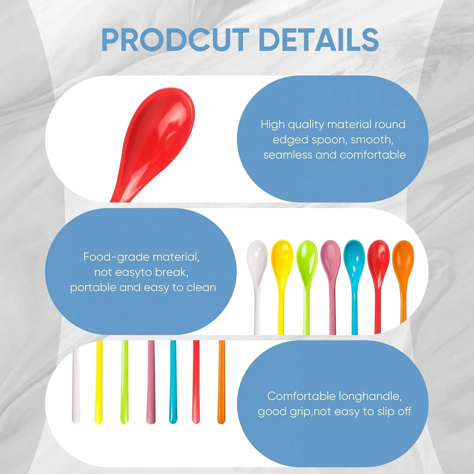 Набір пластикових ложок 10 шт., довгі, фото №3