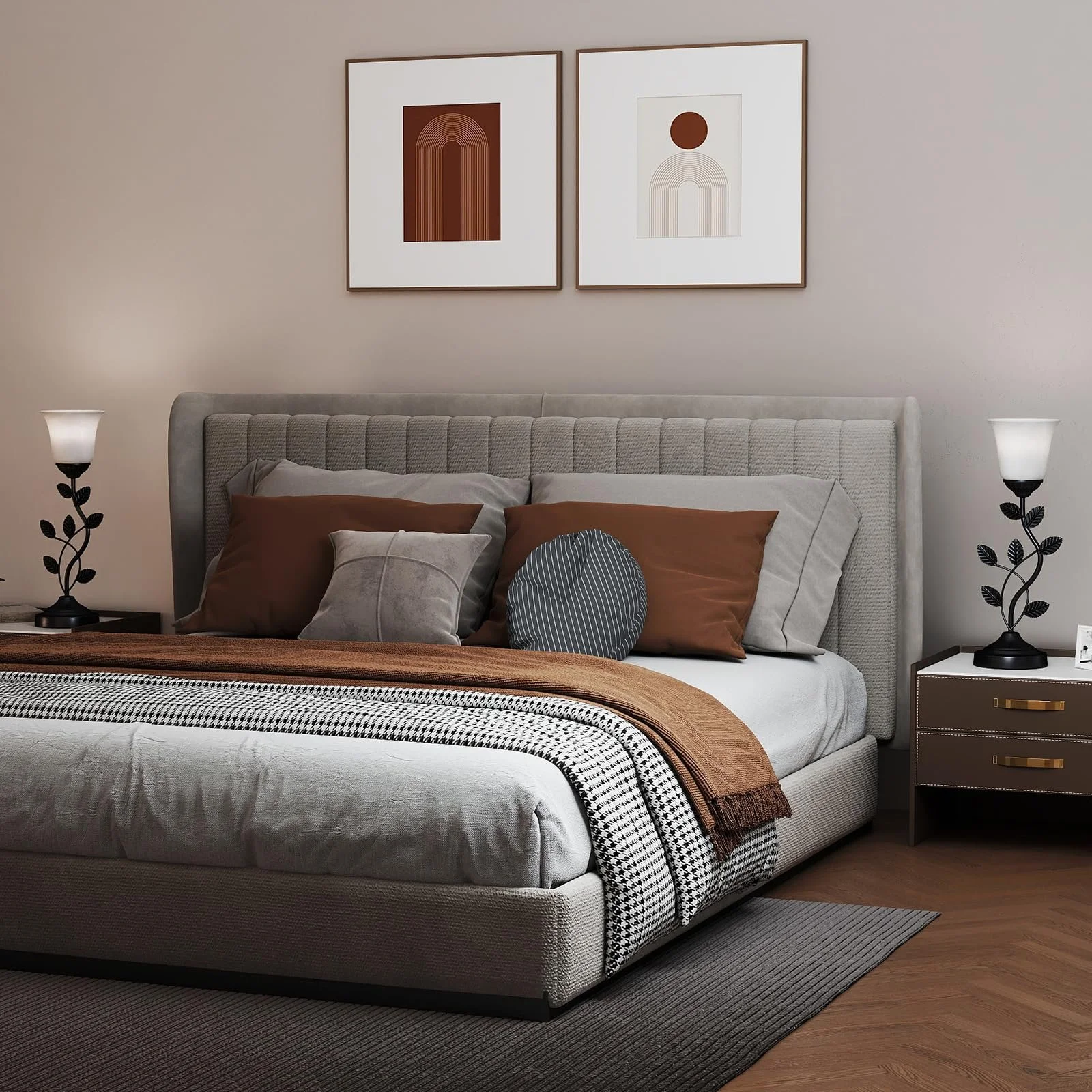 Настільна лампа COSTWAY Flower скляний плафон Тюльпан металеве листя E27, фото №9