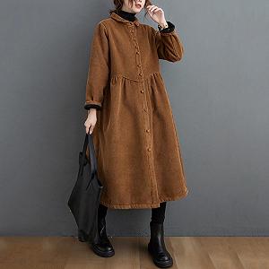 Жіноче пальто Suncadmious з довгого вельвету, весняне, з ґудзиками та бічними кишенями, тренч, утеплене synthetic.ua - Фото 1