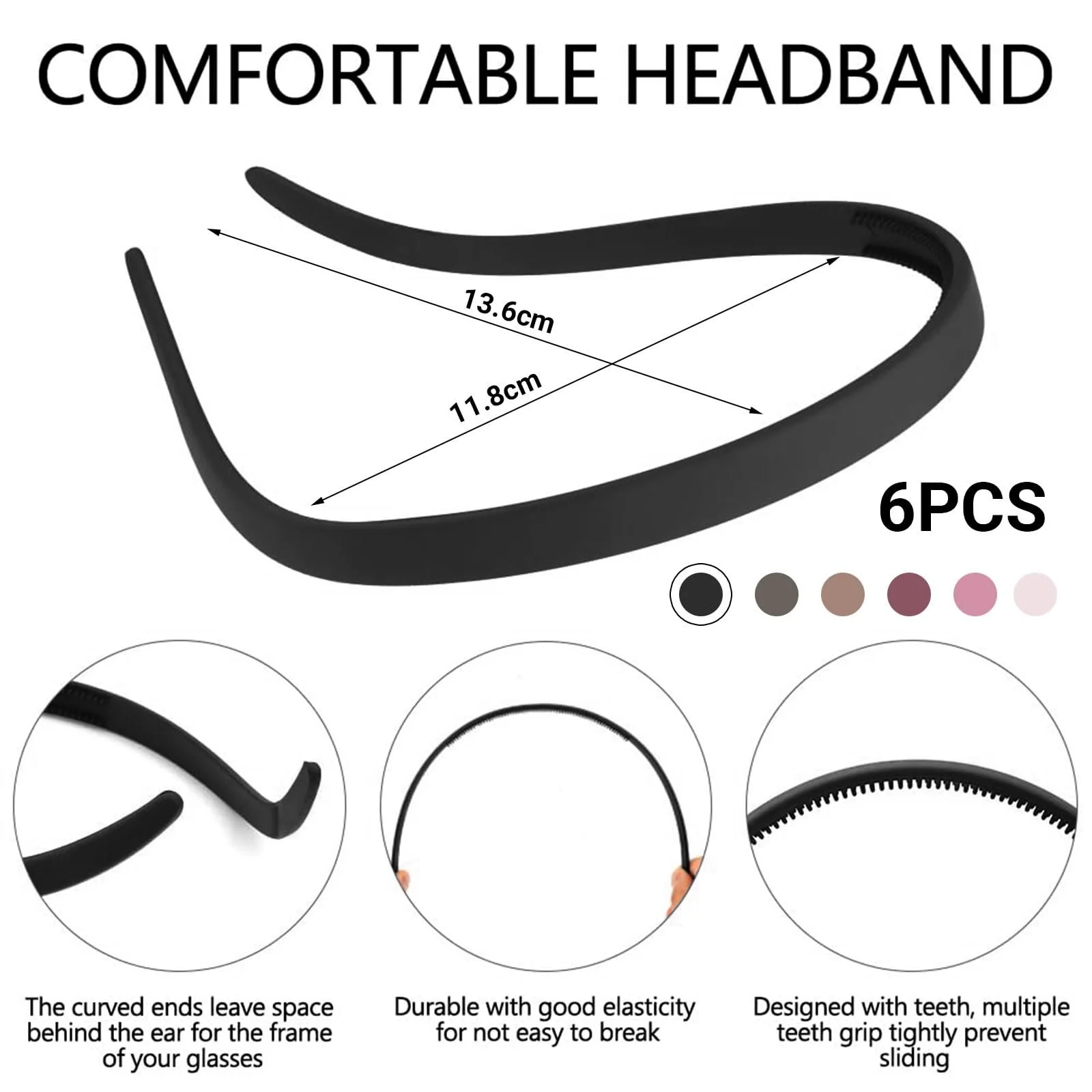 Обруч для волосся для тих, хто носить окуляри, 6 штук, фото №2 Обруч для волосся для тих, хто носить окуляри, 6 штук, фото №2