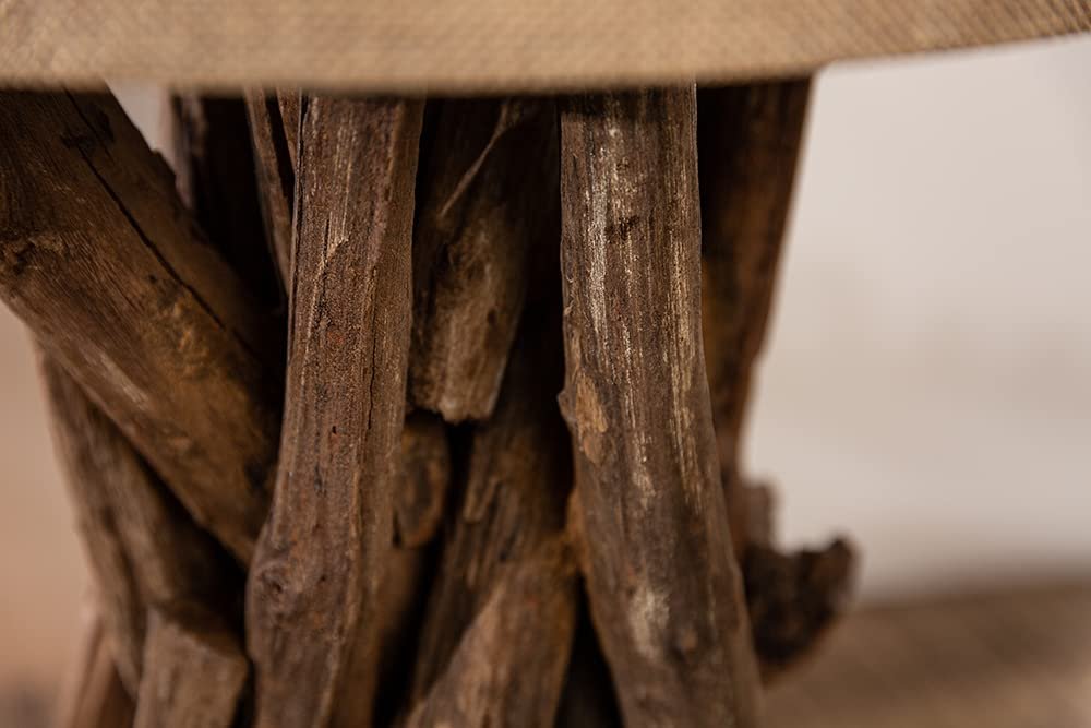 Настольная лампа Riess Ambiente Harmony Nature массив дерева 50 см бежевый тик с льняным абажуром, фото №7