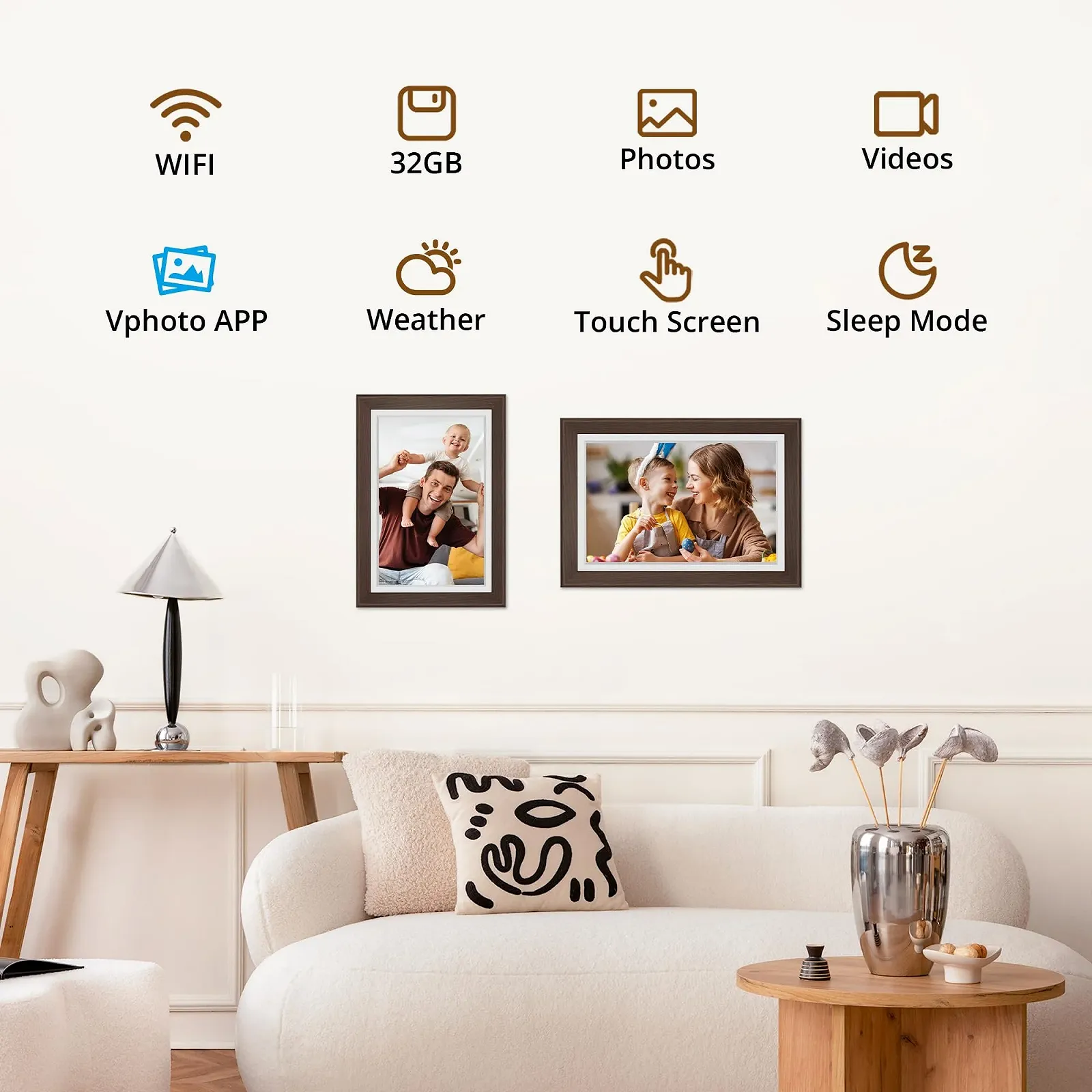 Цифровая фоторамка Dragon Touch Classic 10 10.1" WiFi HD IPS Touch Screen 32GB Brown, фото №4