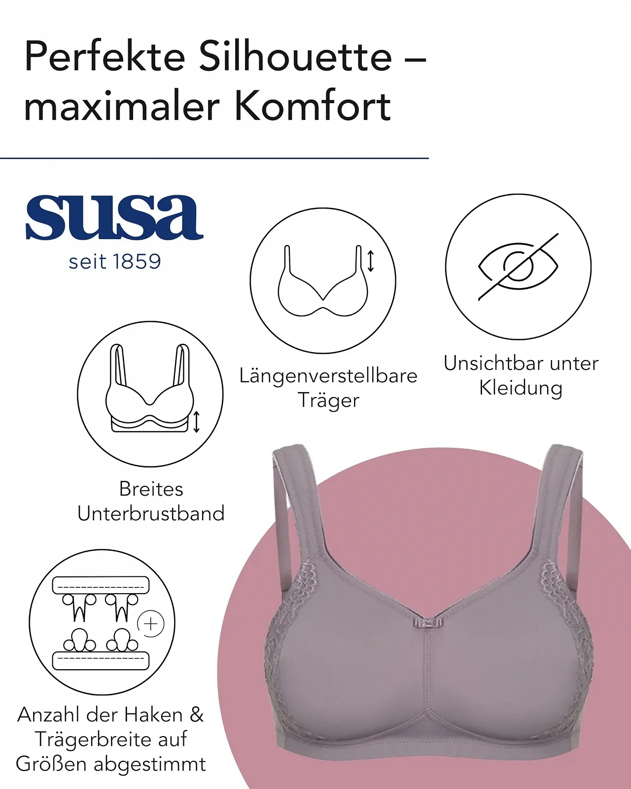Бюстгальтер мінімайзер Susa London на кісточках формований Frosty Lavender 85D, фото №6 Бюстгальтер мінімайзер Susa London на кісточках формований Frosty Lavender 85D, фото №6
