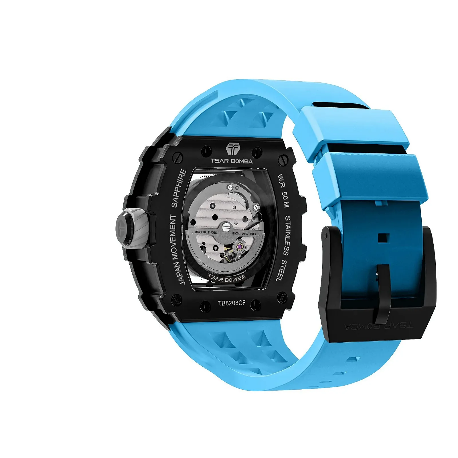 Мужские Автоматические Механические Часы TSAR BOMBA Оригинальный Дизайн Квадратные из нержавеющей стали 50 м Водонепроницаемые и Силиконовый Ремешок, фото №5 Мужские Автоматические Механические Часы TSAR BOMBA Оригинальный Дизайн Квадратные из нержавеющей стали 50 м Водонепроницаемые и Силиконовый Ремешок, фото №5