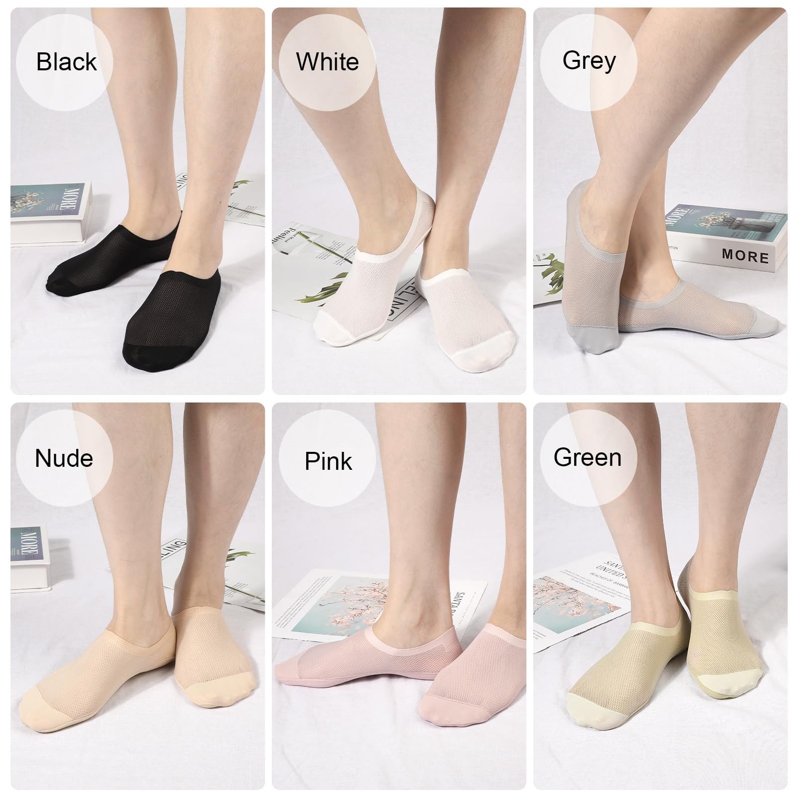 Шкарпетки жіночі, 6 шт., без швів, велика сітка, надзвичайно дихаючі, фото №6