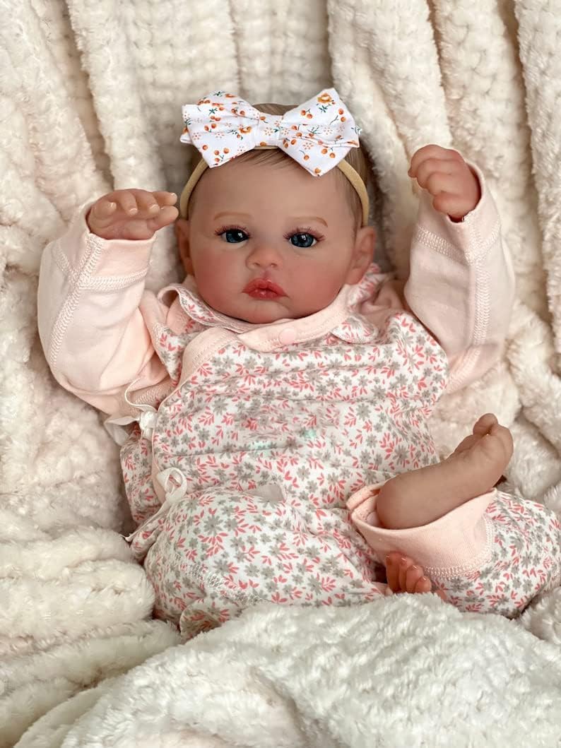 Лялька Anano Reborn Baby Silicone Lifelike 48 см Full Silicone Soft Newborn Reborn Baby Doll Meadow Блакитні Очі, фото №7