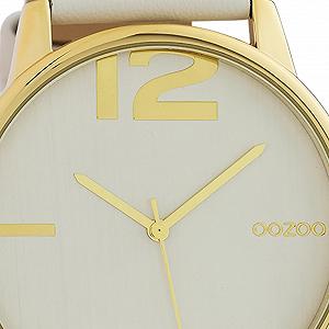 Женские часы Oozoo Ремешок кожаный 45 мм Золотой/Серебряный/Светло-серый C10370 Золотой-светло серый Ремешок synthetic.ua - Фото 1