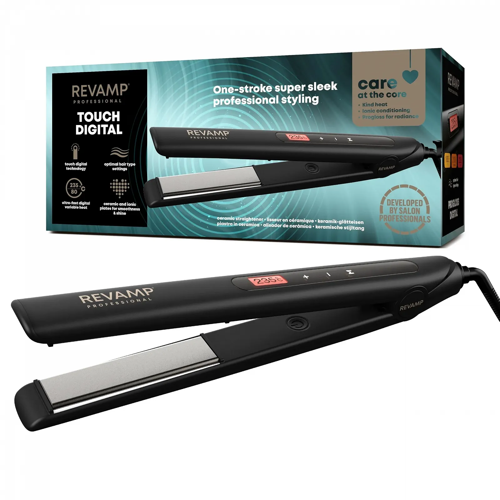 Выпрямитель волос Revamp Progloss Touch Digital Керамический сенсорный с маслами 3 м, фото №1 Выпрямитель волос Revamp Progloss Touch Digital Керамический сенсорный с маслами 3 м, фото №1