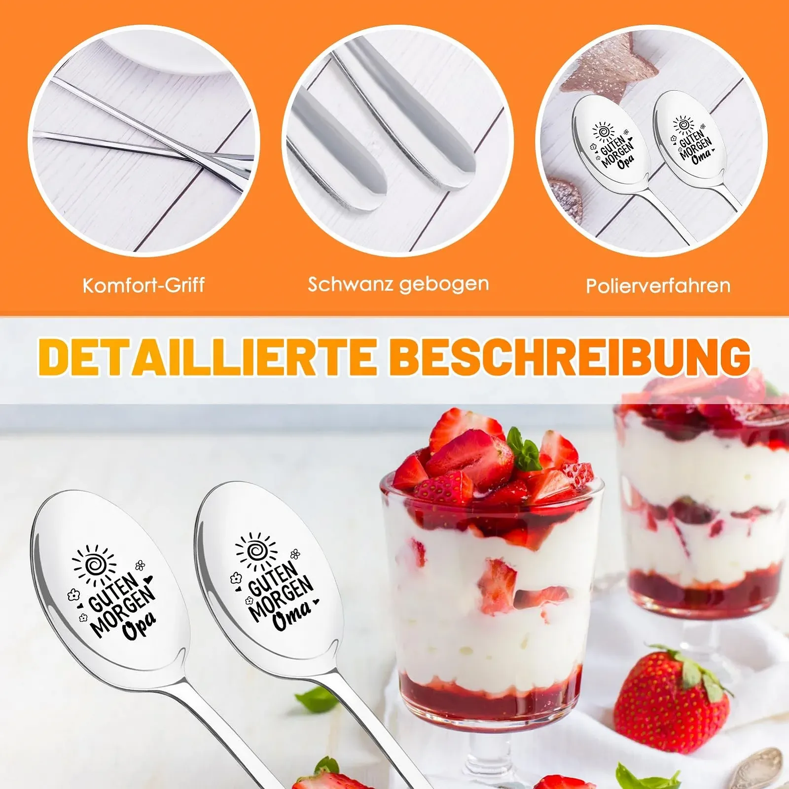 Ложка GrandMa GrandPa Gift, Набір 2 ложки Good Morning GrandPa GrandMa з гравіюванням, фото №3