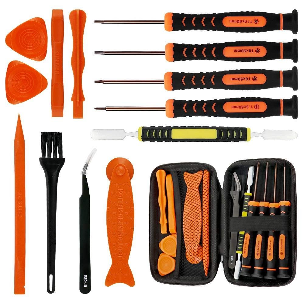 Набір викруток Torx для Xbox One, Xbox 360, PS3, PS4 Controller, набір інструментів для ремонту, що включає торкс-викрутки T6, T8, T10, інструмент для підйому, щітка та пінцет ESD у чохлі EVA, фото №1