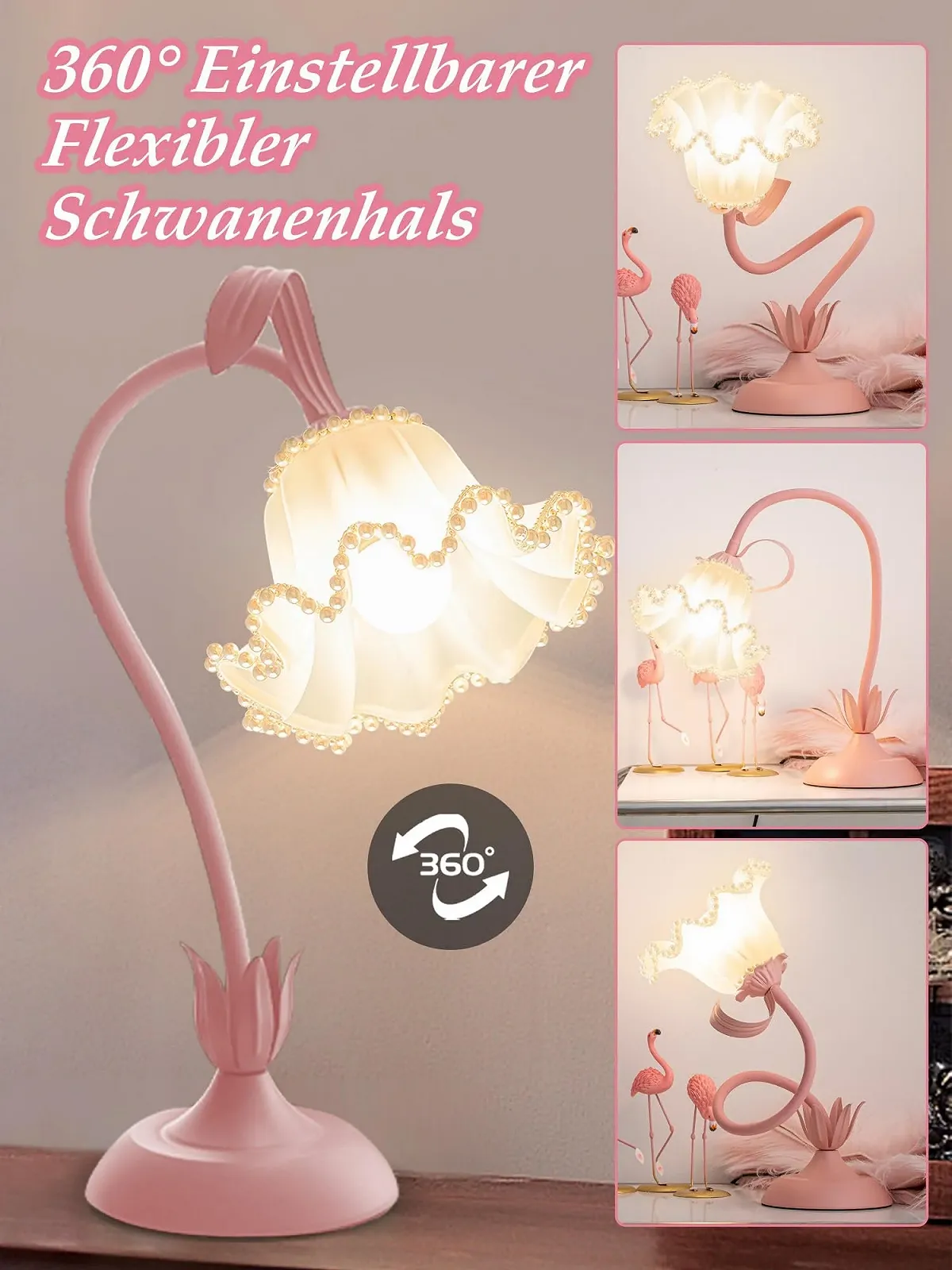 Настільна лампа Flower у формі квітки LED приліжкова 3 режими кольору димована, фото №5