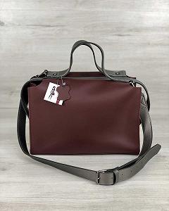 Жіноча бордова сумка 2в1, через плече synthetic.ua - Фото 1