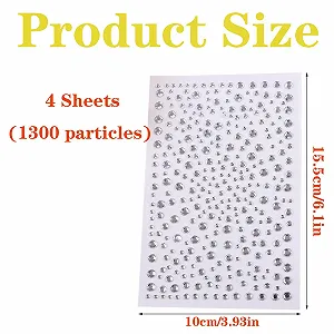 Наклейки со стразами 1300 шт., 4 шт. наклейки с кристаллами бриллиантов, самоклеящиеся наклейки со стразами, акриловые наклейки со стразами, подходят для лица, украшения тела, DIY нейл-арта, украшения для рукоделия synthetic.ua - Фото 1