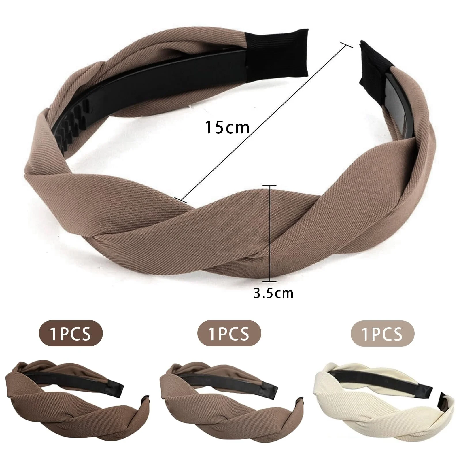 Обруч на голову Модна однотонна широка плетена з зубцями, фото №2 Обруч на голову Модна однотонна широка плетена з зубцями, фото №2