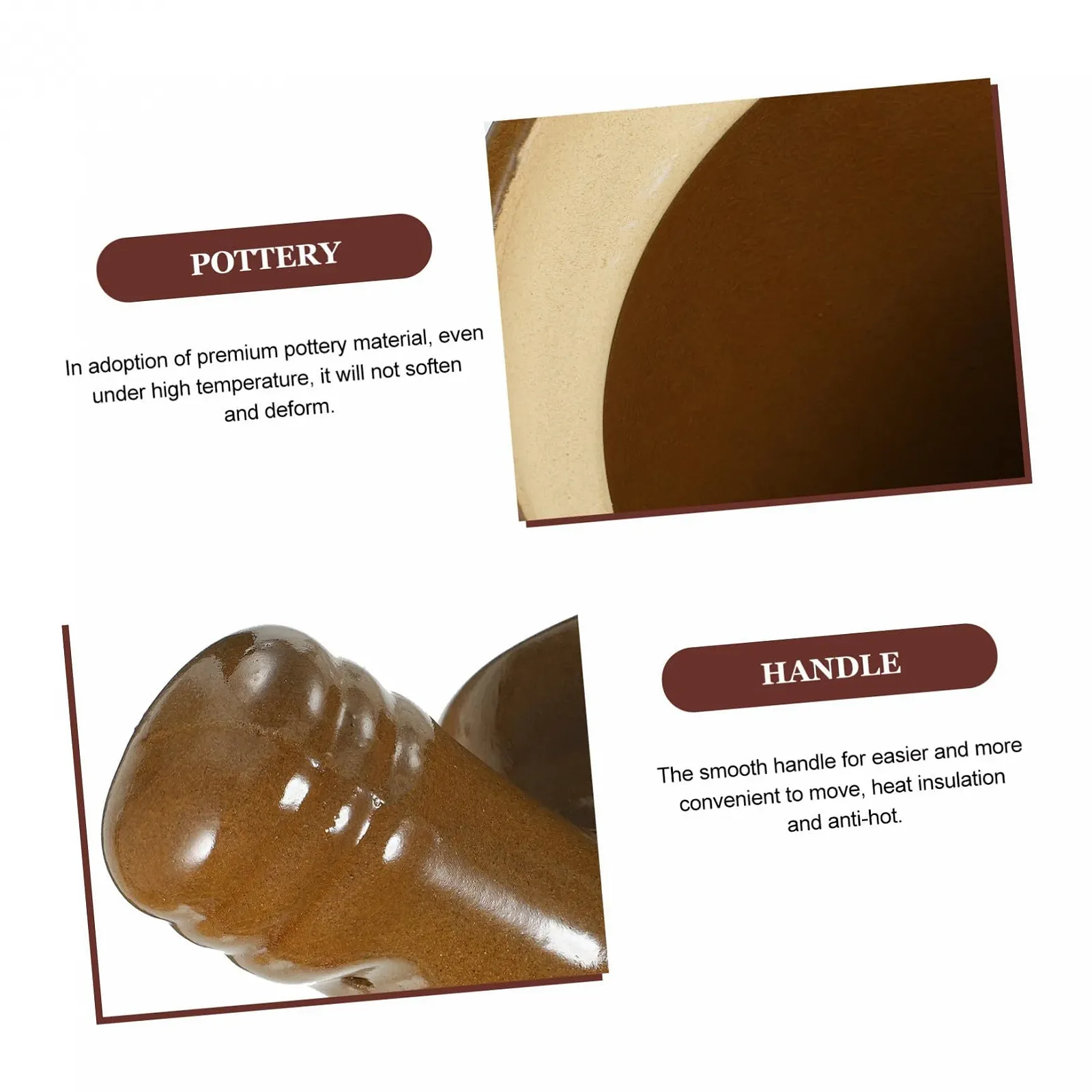 Горщик Традиційний глиняний з кришкою термостійкий 2 л, фото №4