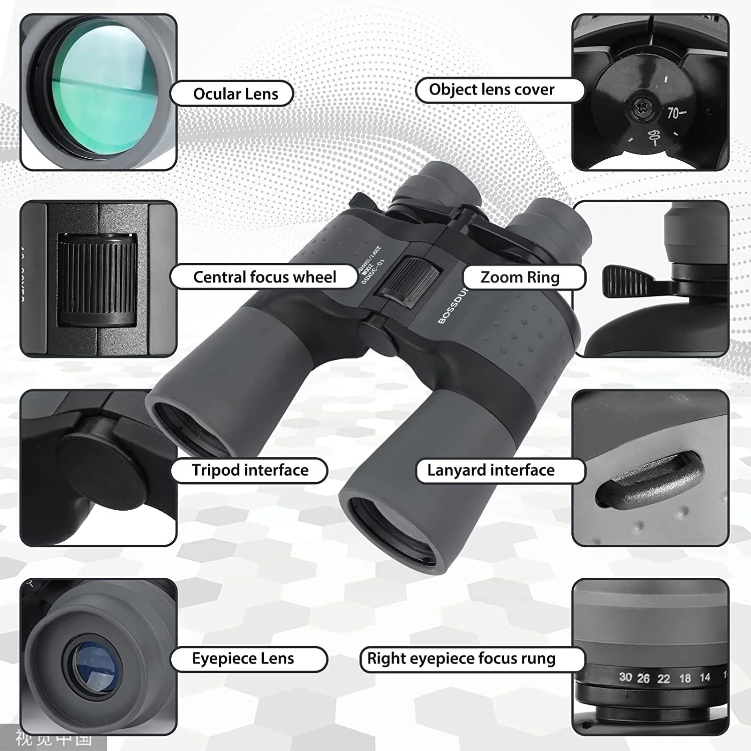 Бінокль Zoom 10-30x50 HD Професійний Водонепроникний FMC-BAK4, фото №2